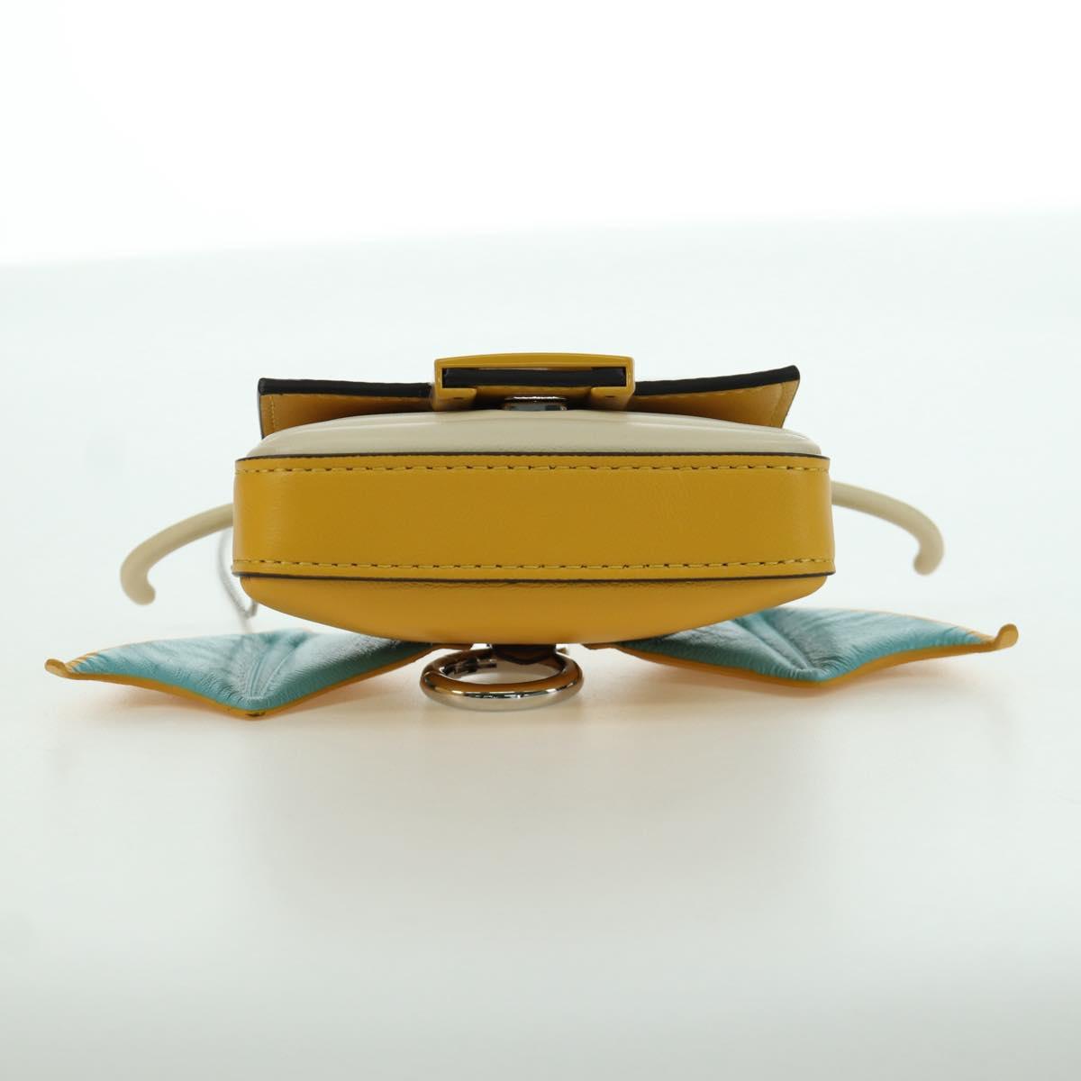 FENDI x FRGMT x POKﾃ窺ON Nano Bucket Dragon Bag Leather Yellow Auth 166961SM