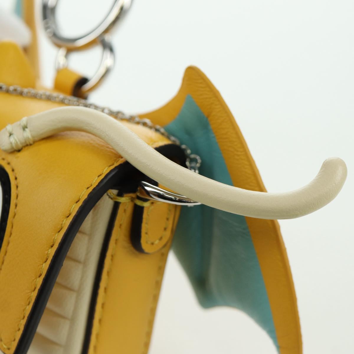 FENDI x FRGMT x POKﾃ窺ON Nano Bucket Dragon Bag Leather Yellow Auth 166961SM