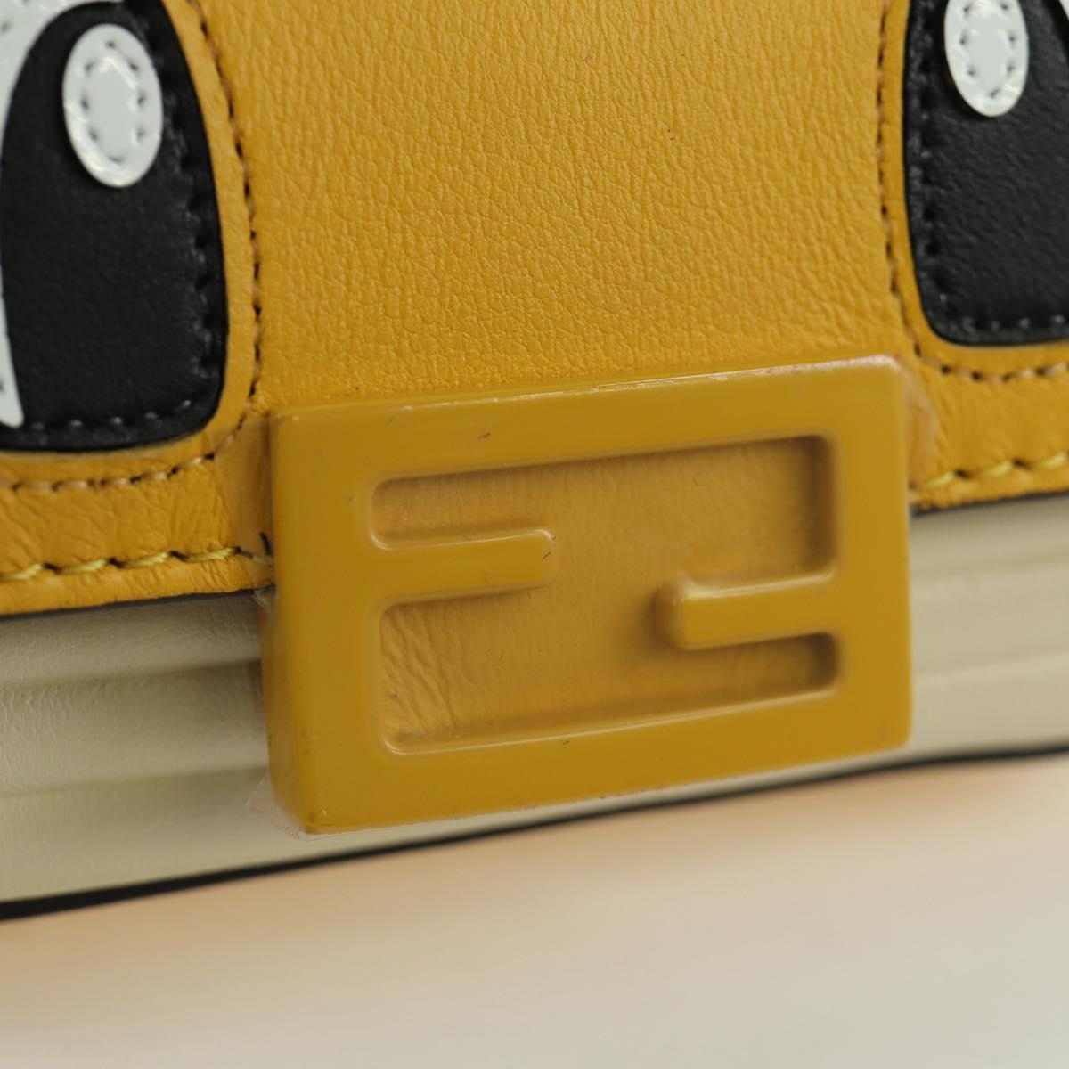 FENDI x FRGMT x POKﾃ窺ON Nano Bucket Dragon Bag Leather Yellow Auth 166961SM