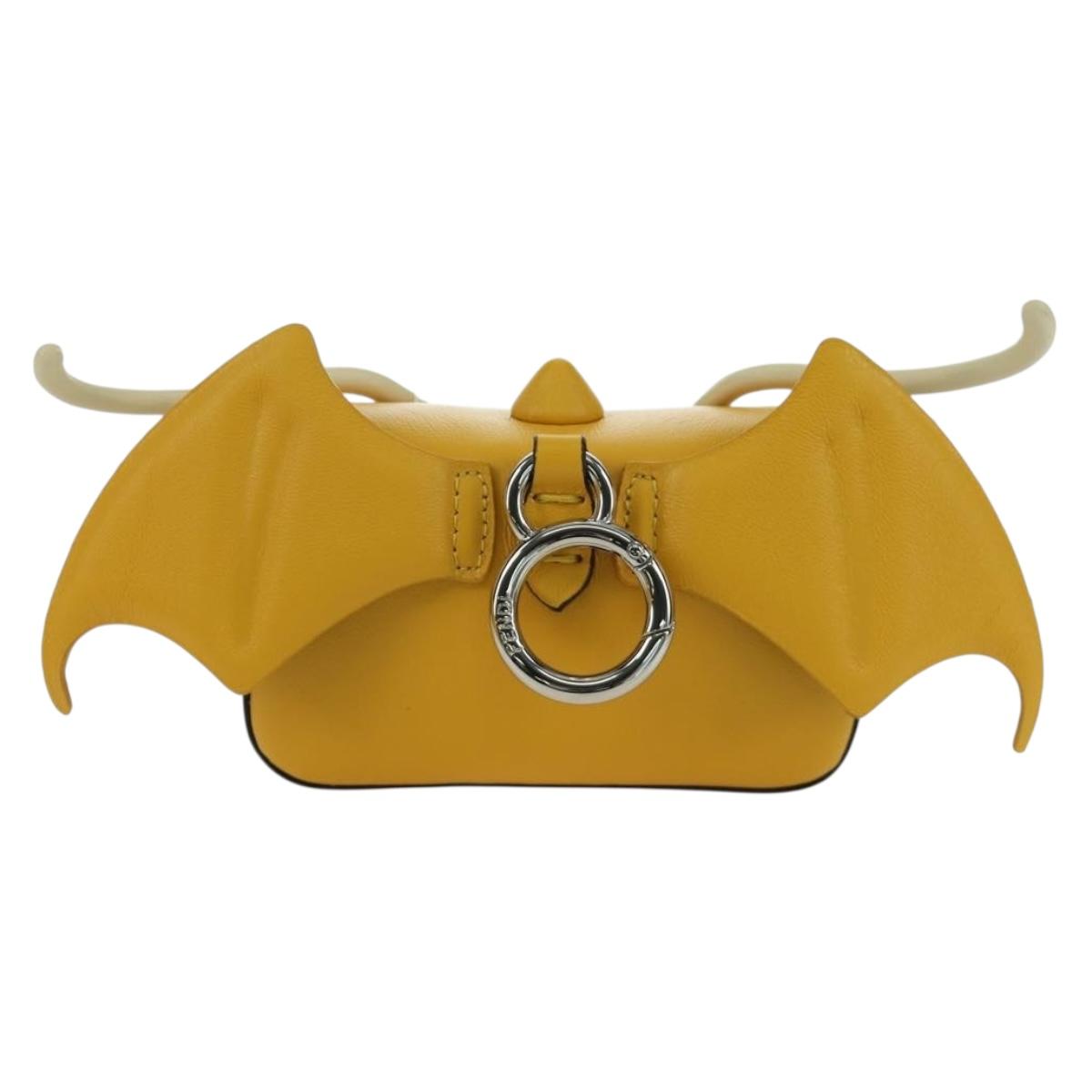 FENDI x FRGMT x POKﾃ窺ON Nano Bucket Dragon Bag Leather Yellow Auth 166961SM
