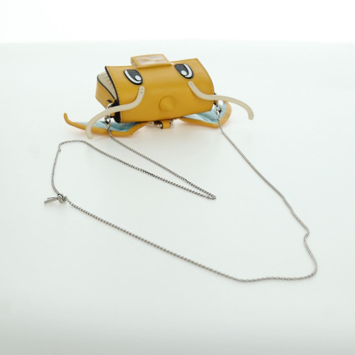 FENDI x FRGMT x POKﾃ窺ON Nano Bucket Dragon Bag Leather Yellow Auth 166961SM