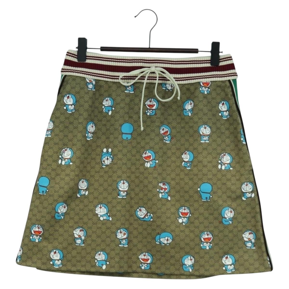 GUCCI GUCCI ﾃ Doraemon Micro GG Doraemon Skirt Cotton Brown Auth 166962SM
