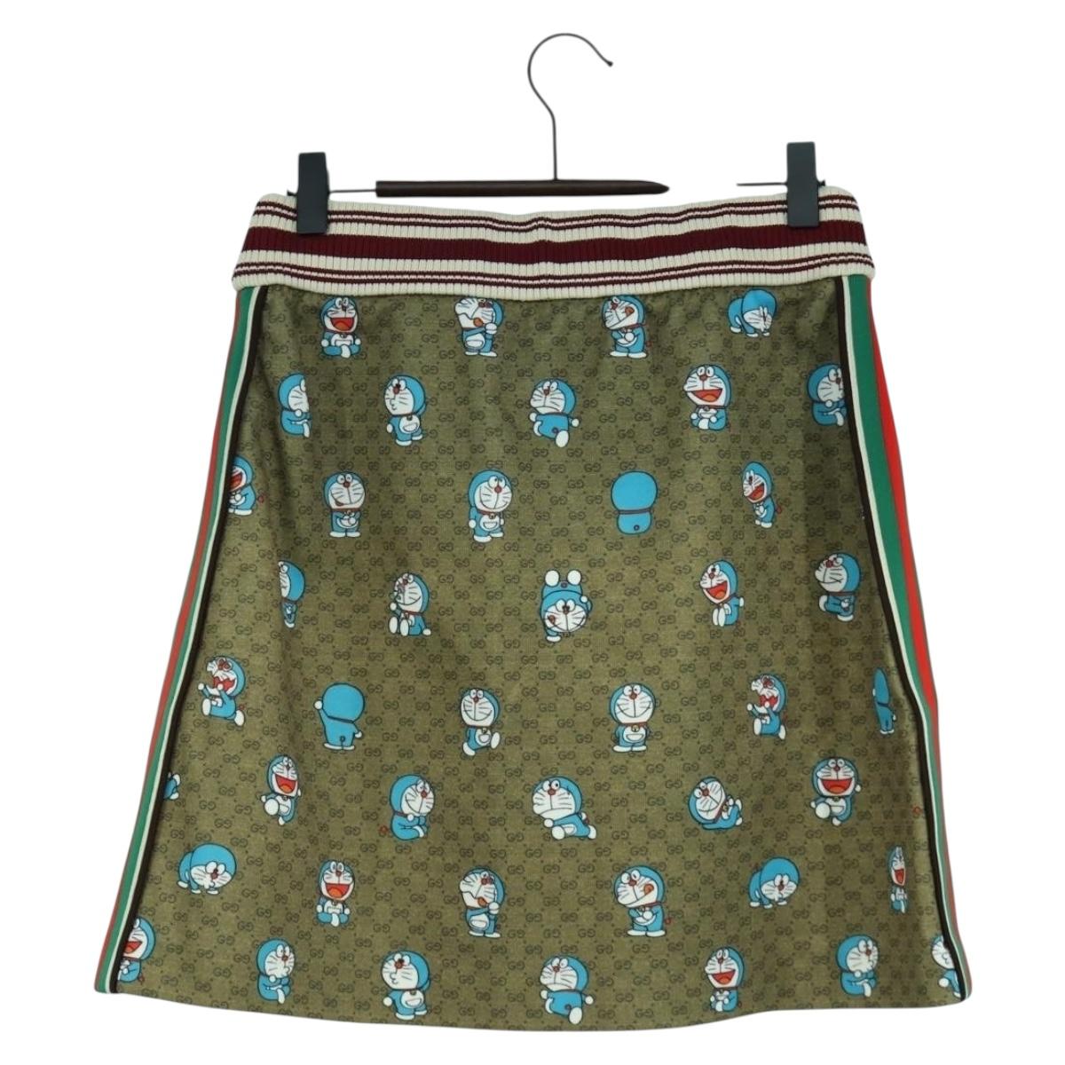GUCCI GUCCI ﾃ Doraemon Micro GG Doraemon Skirt Cotton Brown Auth 166962SM