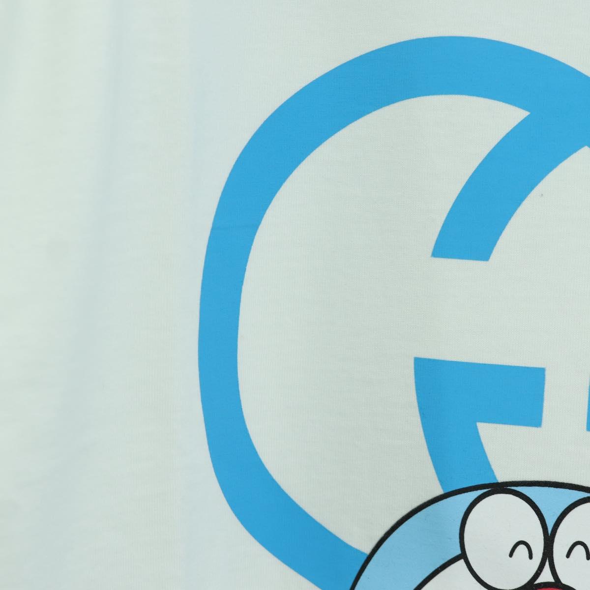 GUCCI GUCCI ﾃ Doraemon Short Sleeved T Shirt Cotton Blue White Auth 166963SM