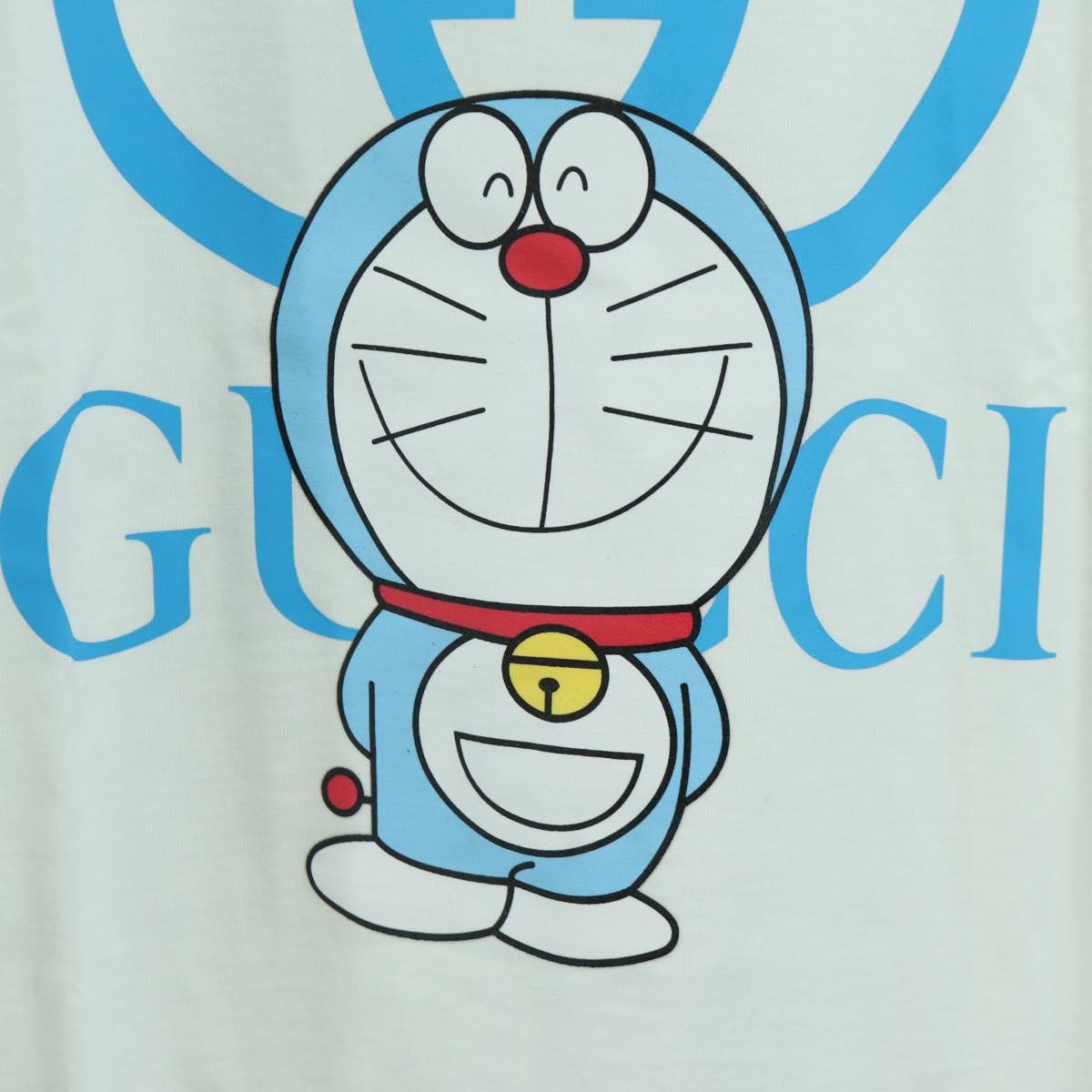 GUCCI GUCCI ﾃ Doraemon Short Sleeved T Shirt Cotton Blue White Auth 166963SM