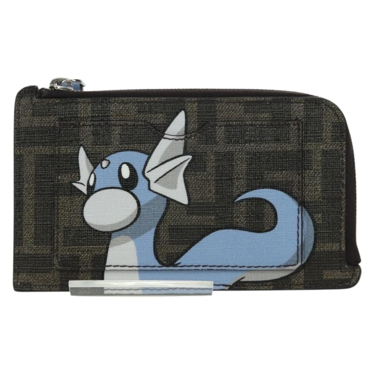 FENDI x FRGMT x POKﾃ窺ON Zucca Canvas Dratini Coin Purse Light Blue Auth 166964SM