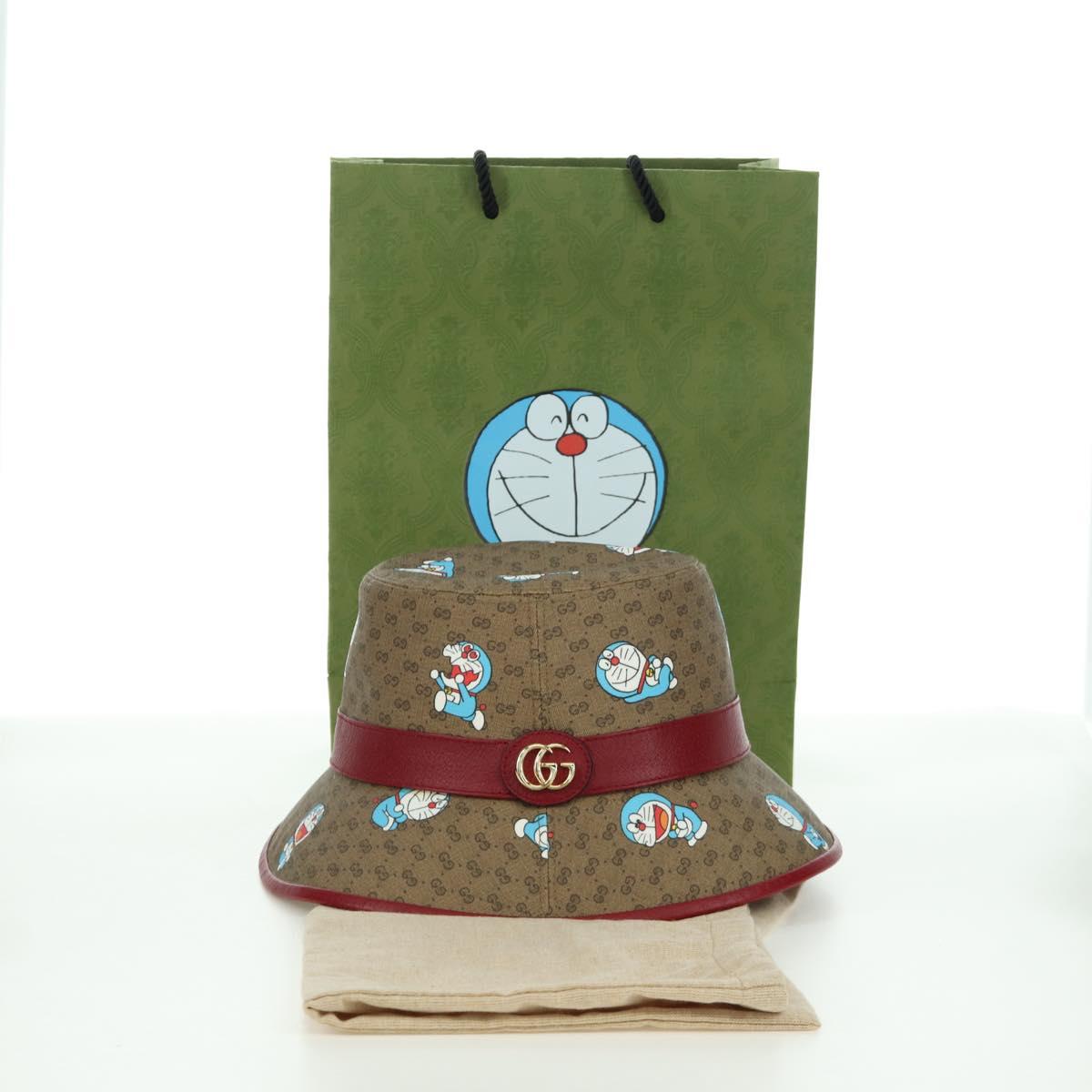 GUCCI x Doraemon Micro GG Supreme Doraemon Bucket Hat Brown Auth 166970SM