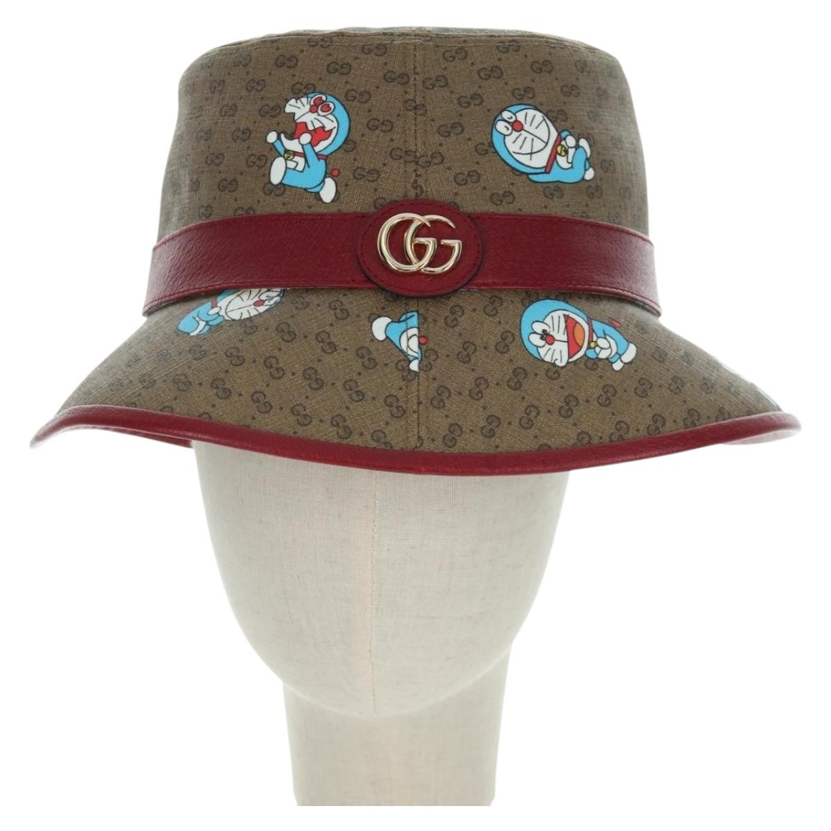 GUCCI x Doraemon Micro GG Supreme Doraemon Bucket Hat Brown Auth 166970SM