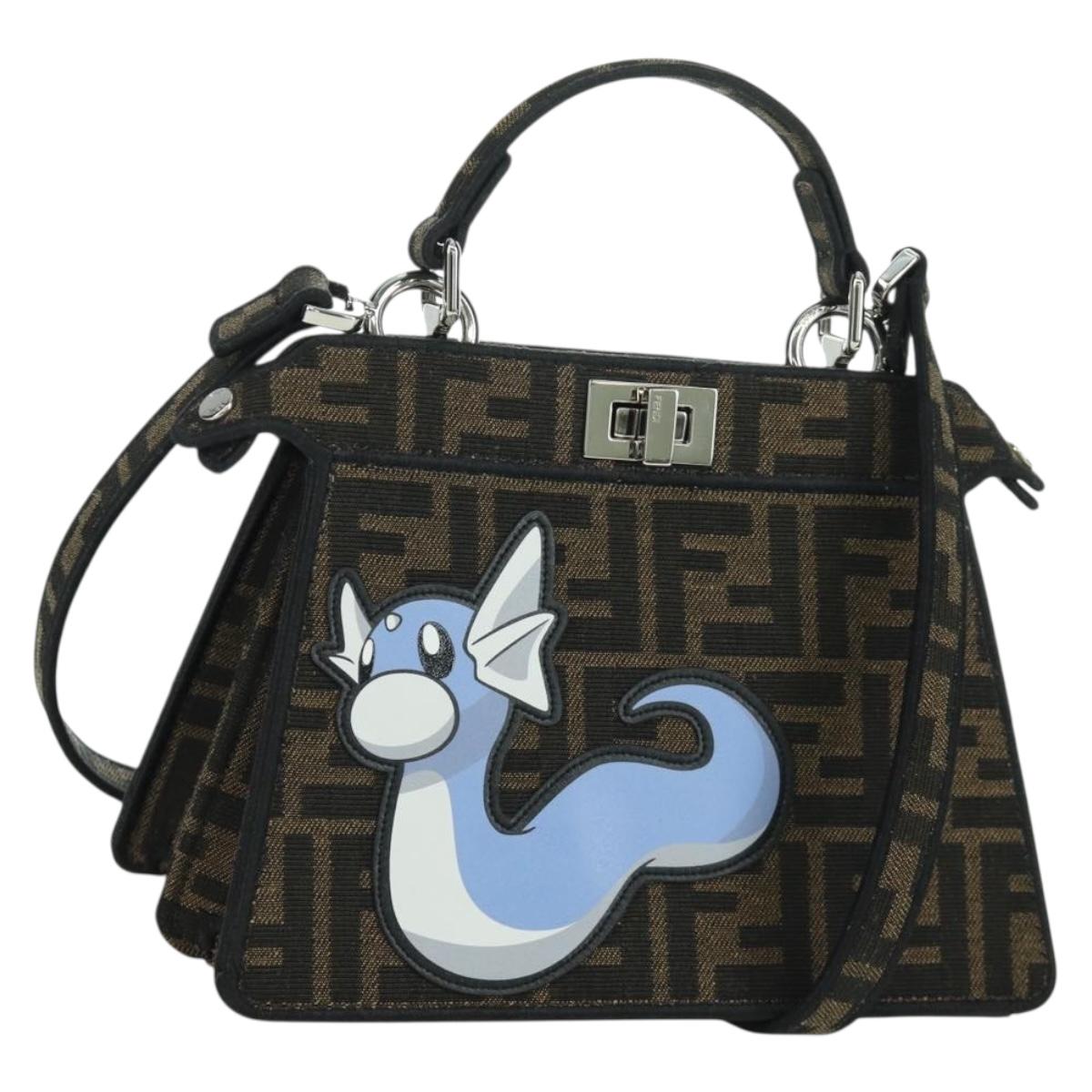 FENDI x FRGMT x POKﾃ窺ON Zucca Peek A Boo Dratini Bag 2way Blue Auth 166984SM