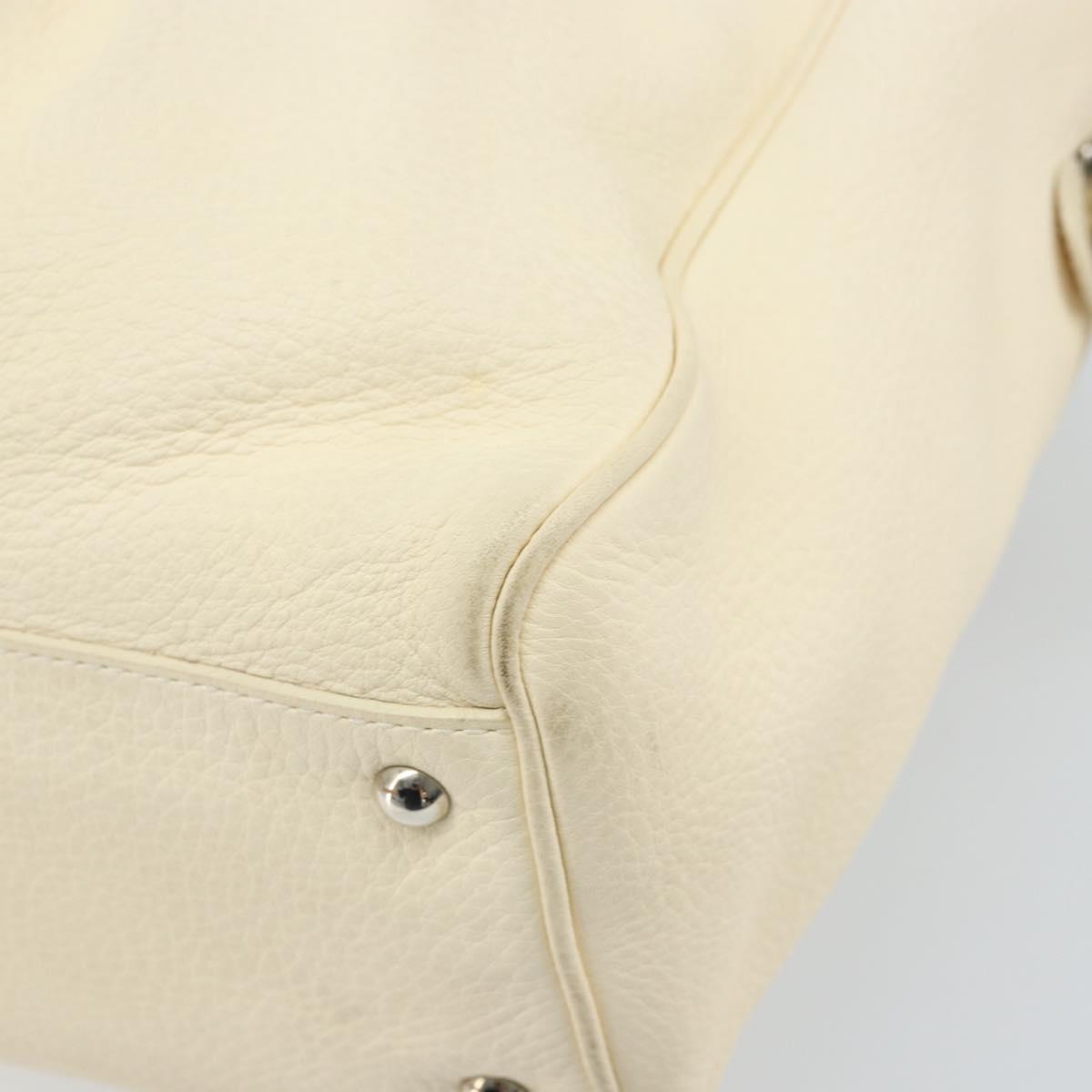 Salvatore Ferragamo Gancini Hand Bag Leather White Silver Auth 166988