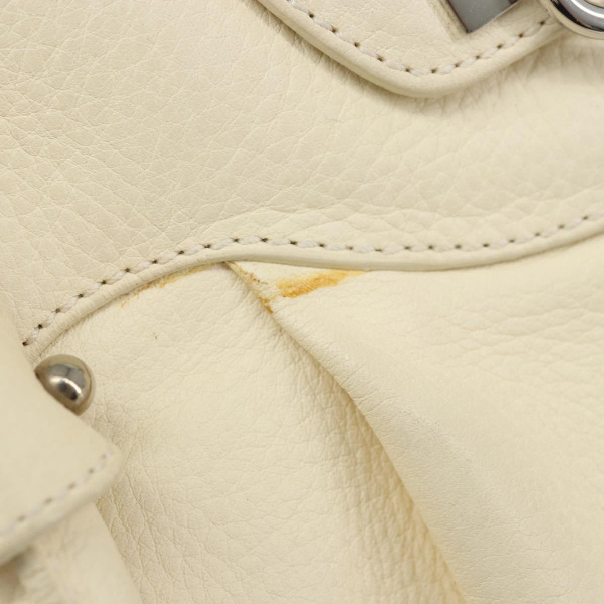Salvatore Ferragamo Gancini Hand Bag Leather White Silver Auth 166988