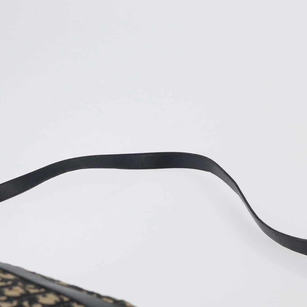 Christian Dior Trotter Canvas Shoulder Bag Navy Gold Auth 166990