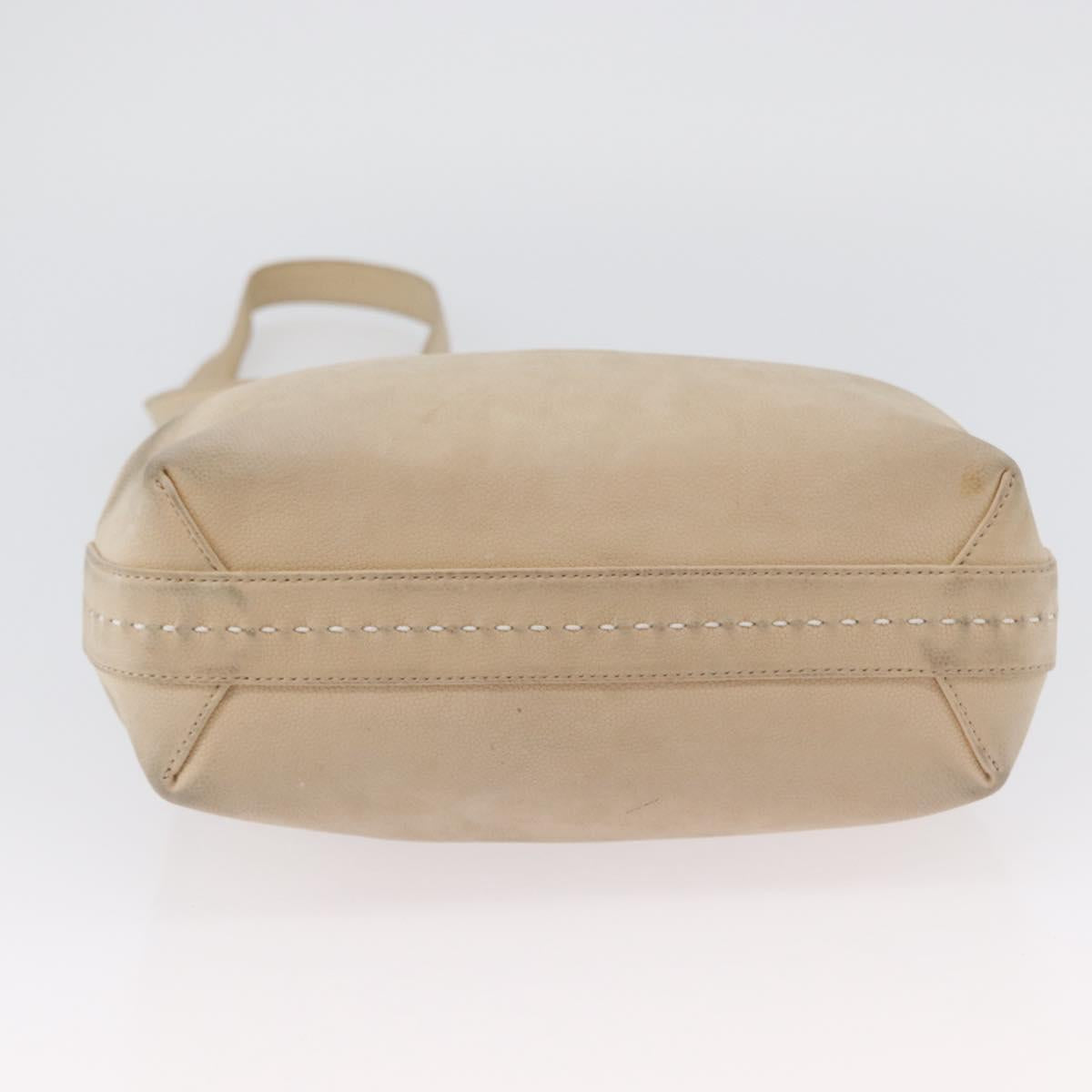 CELINE Hand Bag Leather 2way Beige Gold Auth 166991