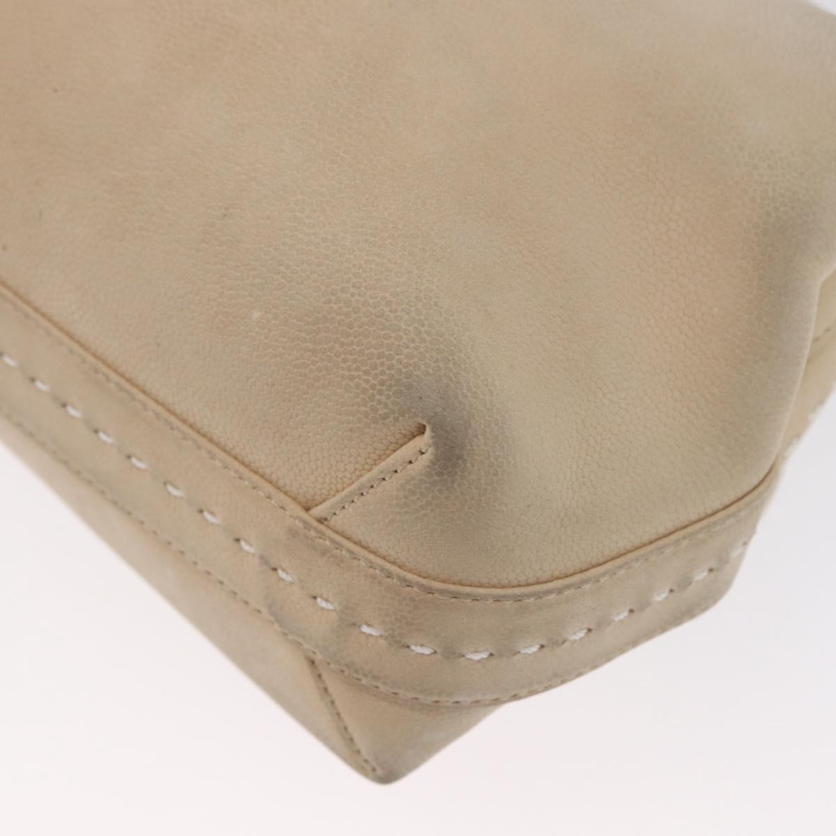 CELINE Hand Bag Leather 2way Beige Gold Auth 166991