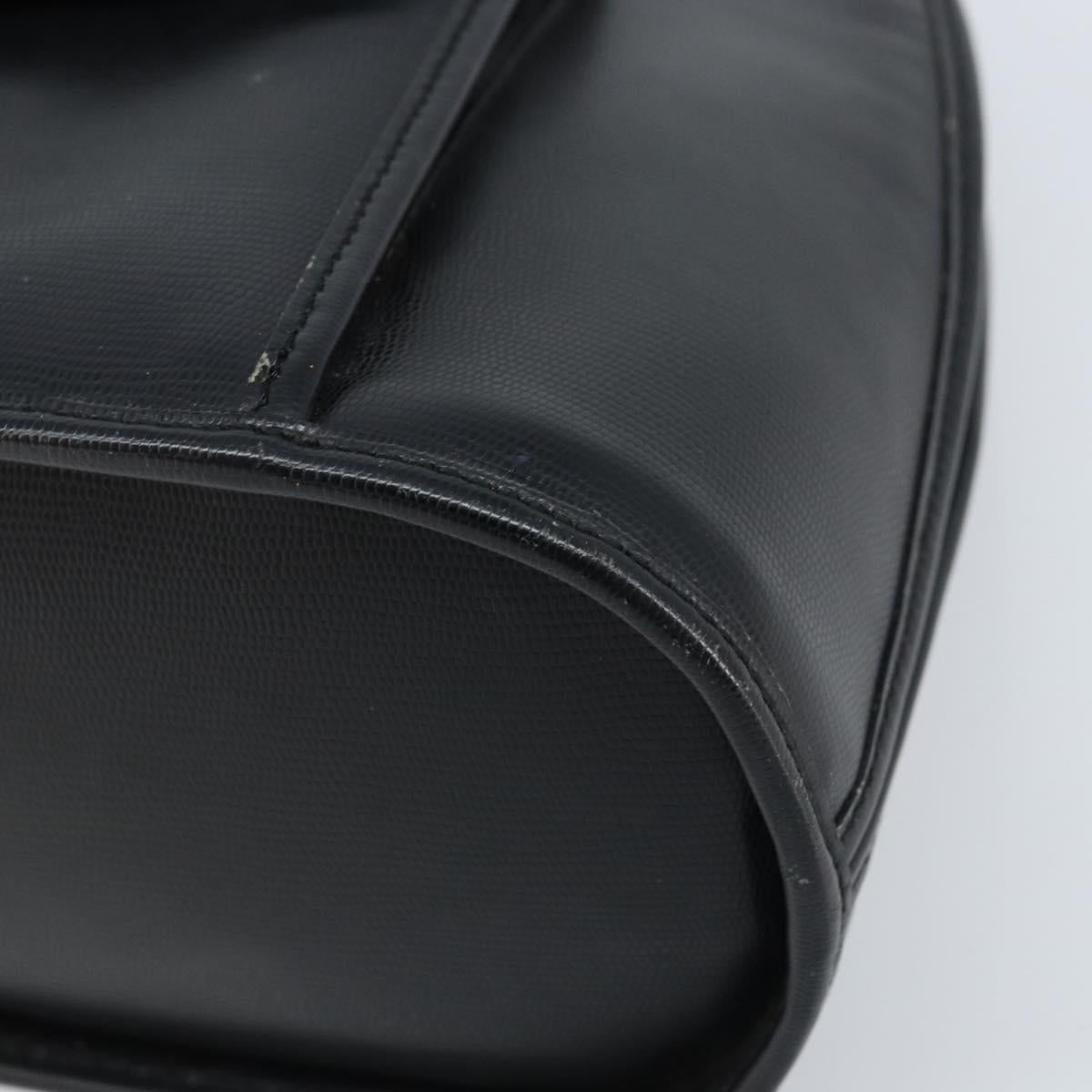 CELINE Hand Bag Leather Black Gold Auth 166992