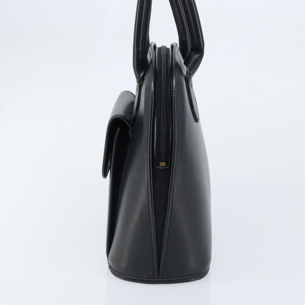 CELINE Hand Bag Leather Black Gold Auth 166992