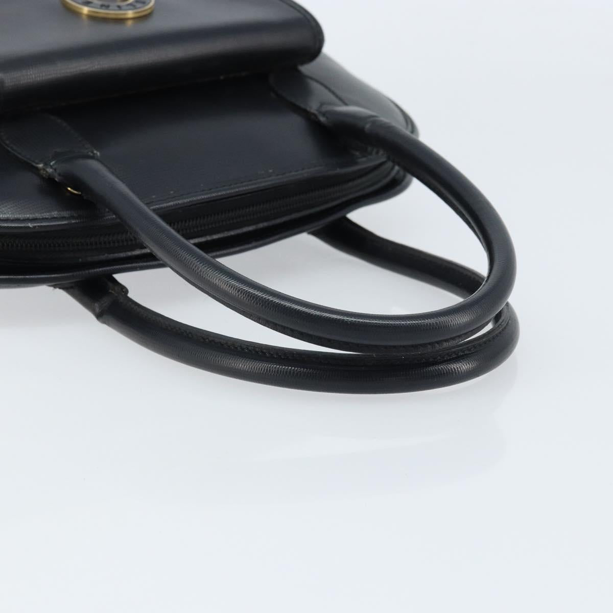 CELINE Hand Bag Leather Black Gold Auth 166992