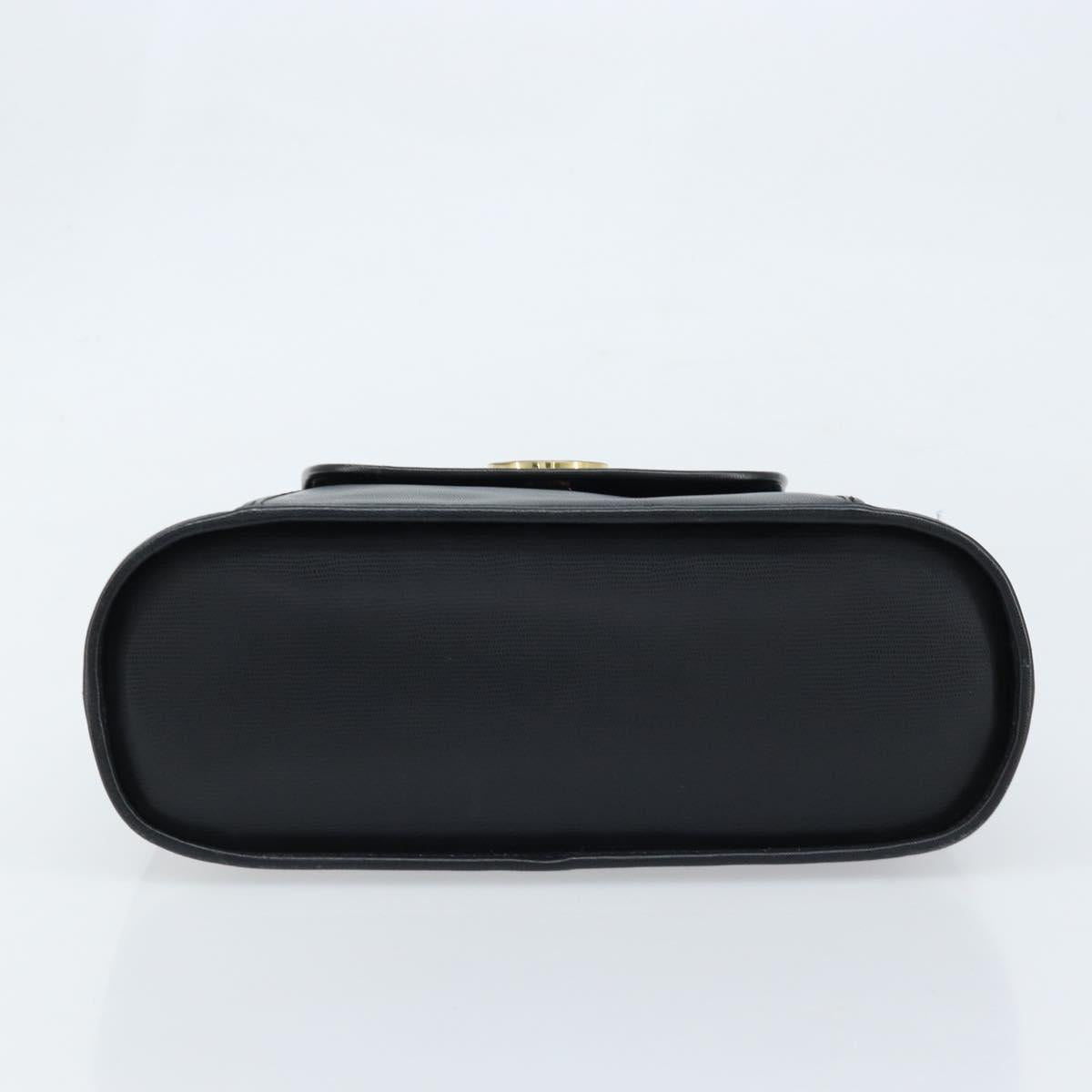 CELINE Hand Bag Leather Black Gold Auth 166992