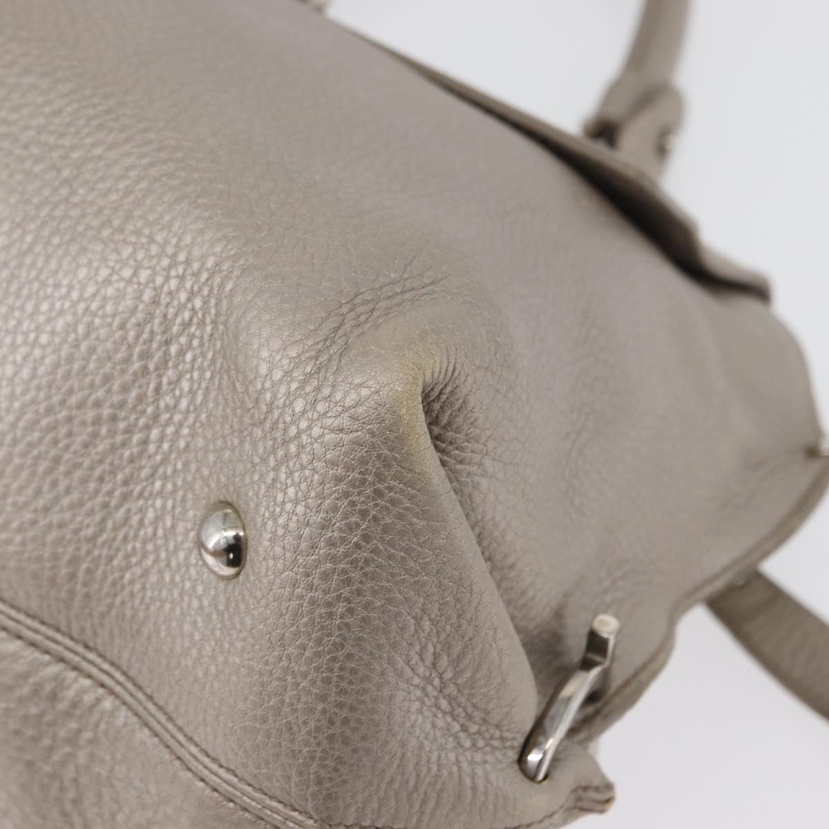 Salvatore Ferragamo Gancini Sofia Hand Bag Leather Beige Silver Auth 166994A