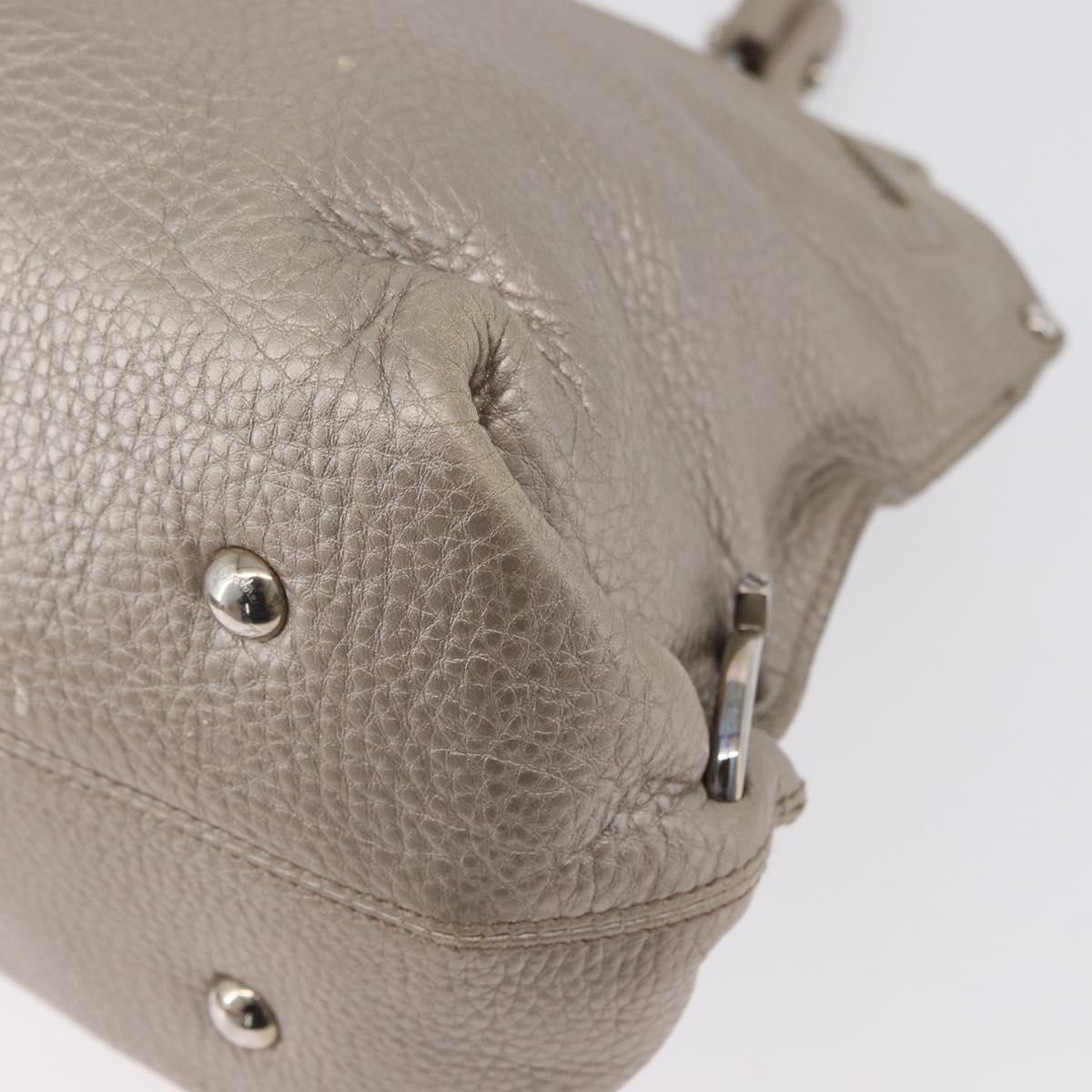 Salvatore Ferragamo Gancini Sofia Hand Bag Leather Beige Silver Auth 166994A