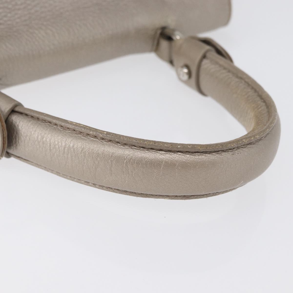 Salvatore Ferragamo Gancini Sofia Hand Bag Leather Beige Silver Auth 166994A