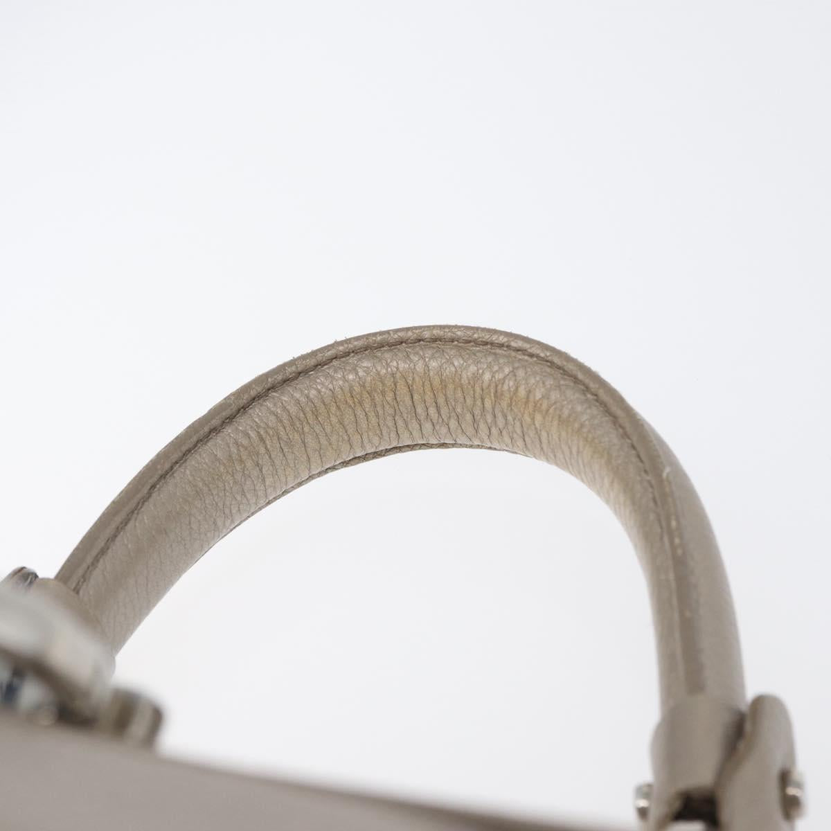 Salvatore Ferragamo Gancini Sofia Hand Bag Leather Beige Silver Auth 166994A