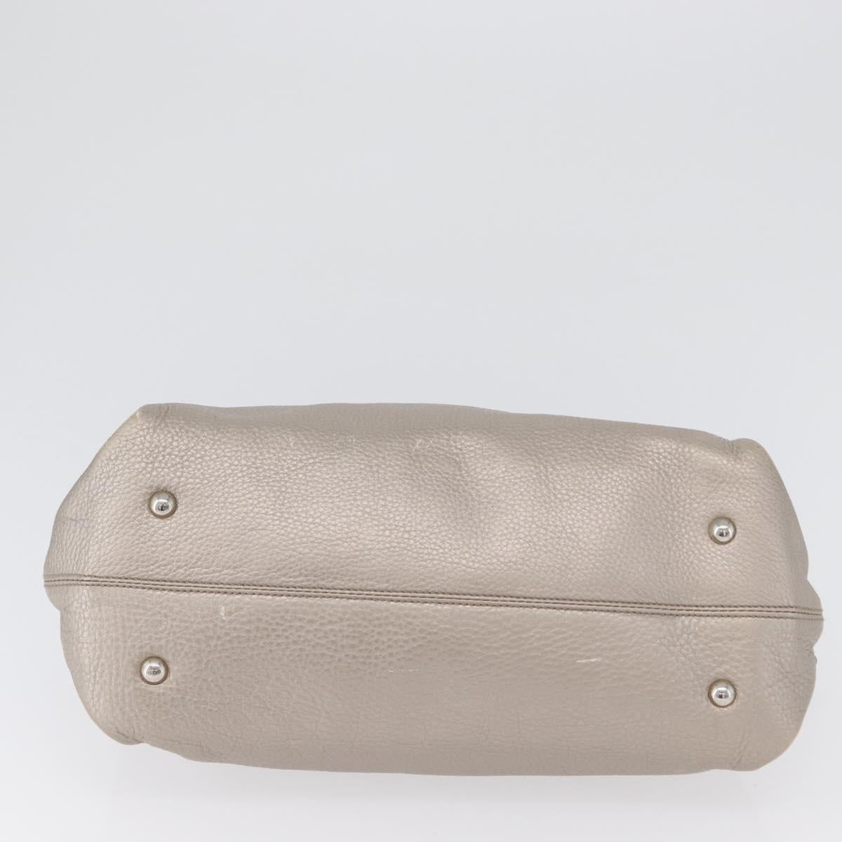 Salvatore Ferragamo Gancini Sofia Hand Bag Leather Beige Silver Auth 166994A