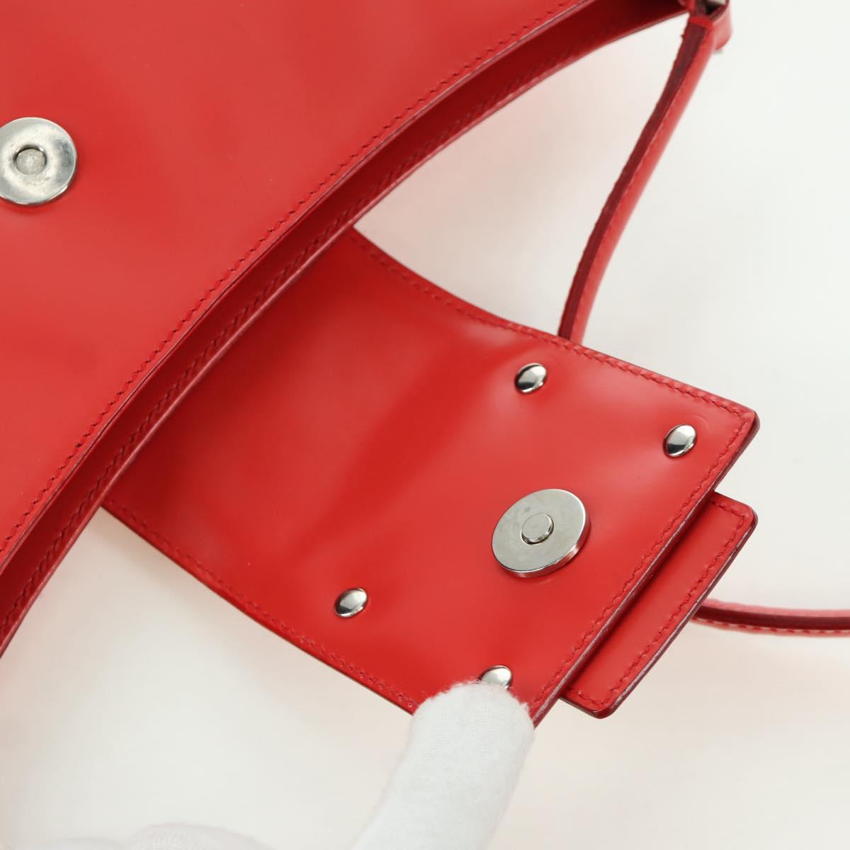 Salvatore Ferragamo Shoulder Bag Leather Red Silver Auth 166996A