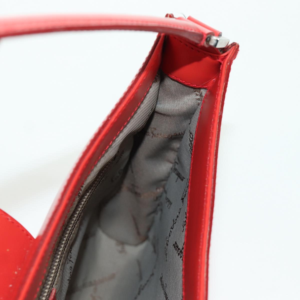 Salvatore Ferragamo Shoulder Bag Leather Red Silver Auth 166996A