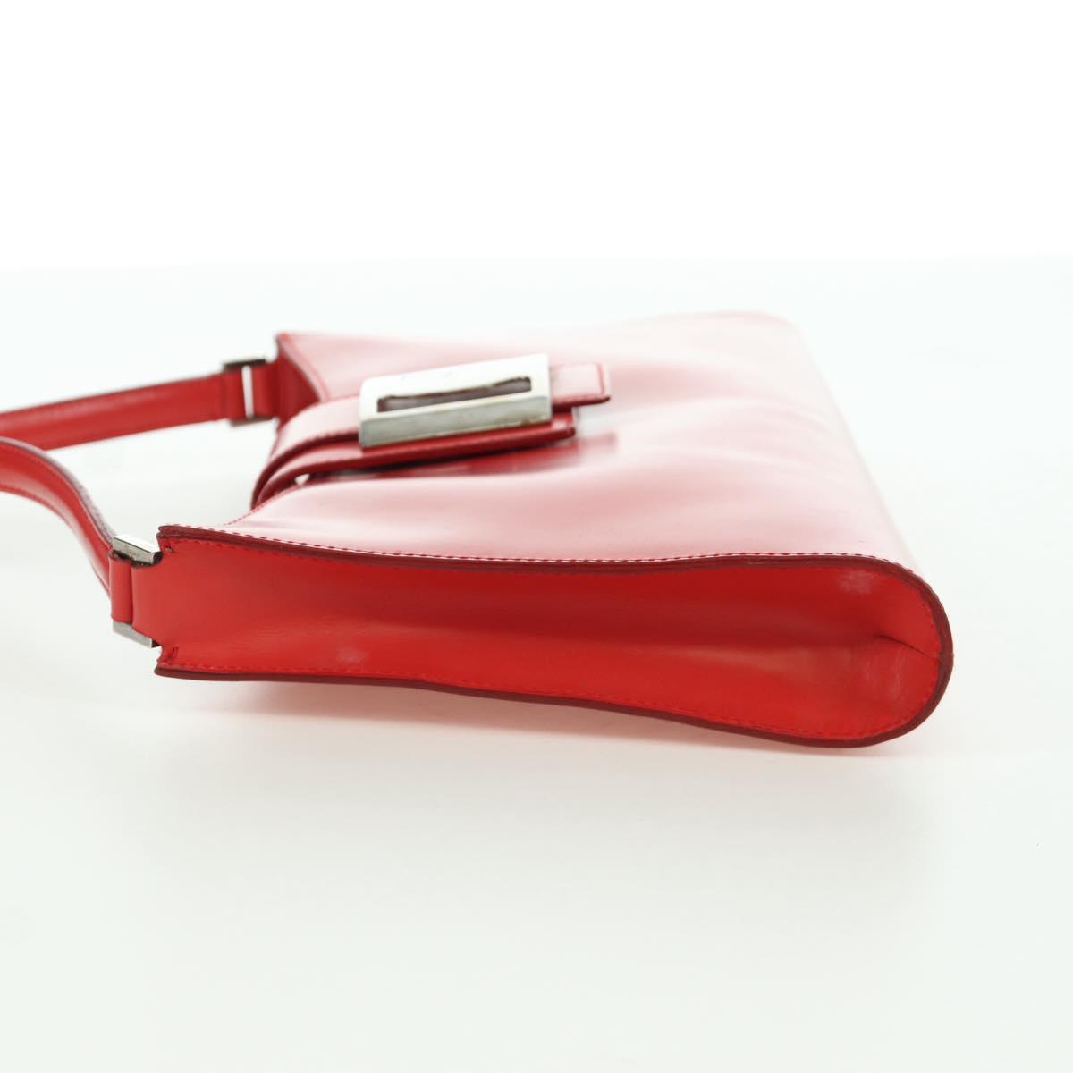 Salvatore Ferragamo Shoulder Bag Leather Red Silver Auth 166996A