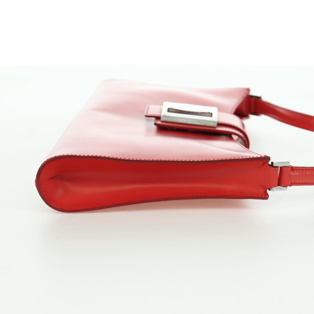 Salvatore Ferragamo Shoulder Bag Leather Red Silver Auth 166996A