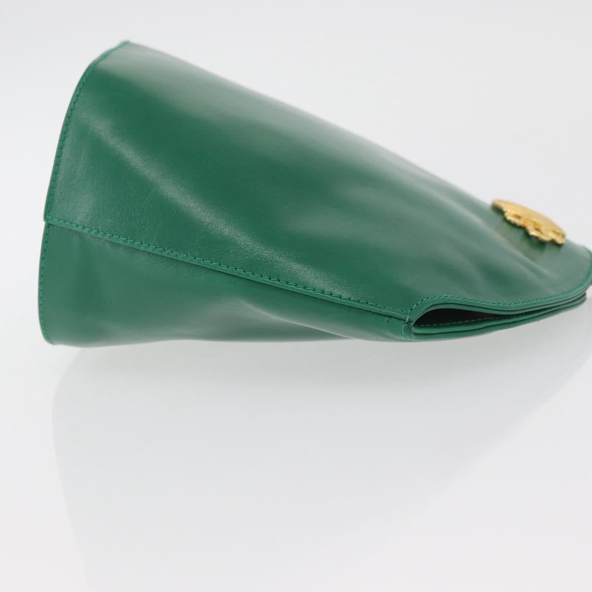 Salvatore Ferragamo Shoulder Bag Leather Green Gold Auth 167004A
