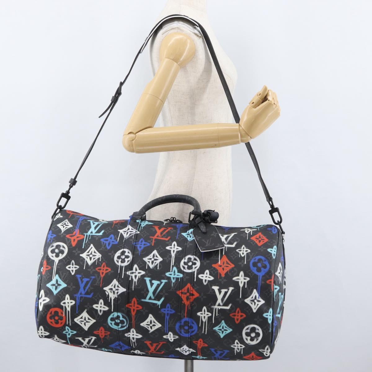LOUIS VUITTON Monogram Eclipse Keepall Bandouliere 50 Bag M21384 Auth 167009SM