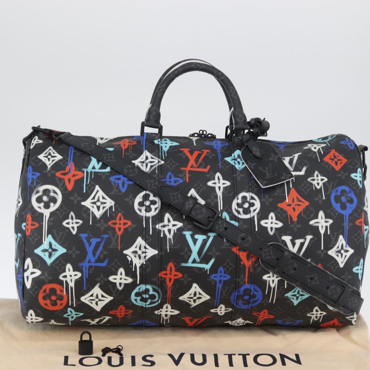LOUIS VUITTON Monogram Eclipse Keepall Bandouliere 50 Bag M21384 Auth 167009SM