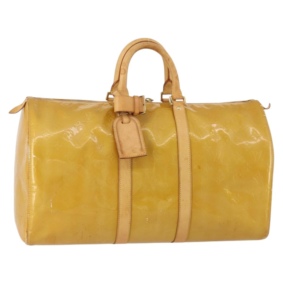 LOUIS VUITTON Monogram Vernis Mercer Boston Bag Beige M91000 LV Auth 167011A