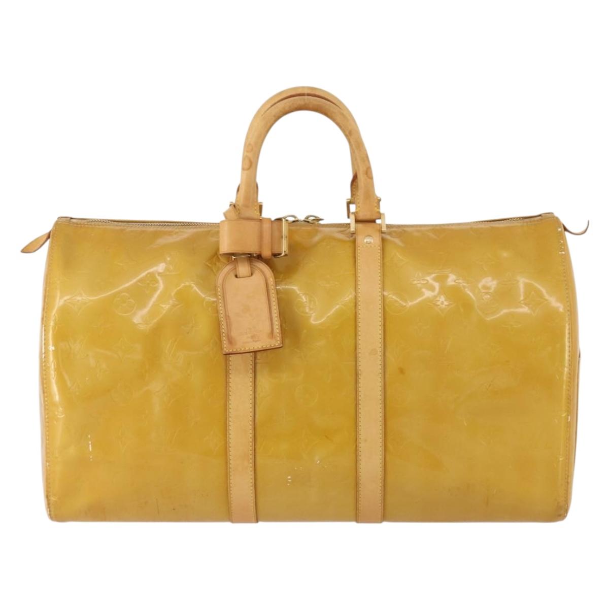 LOUIS VUITTON Monogram Vernis Mercer Boston Bag Beige M91000 LV Auth 167011A