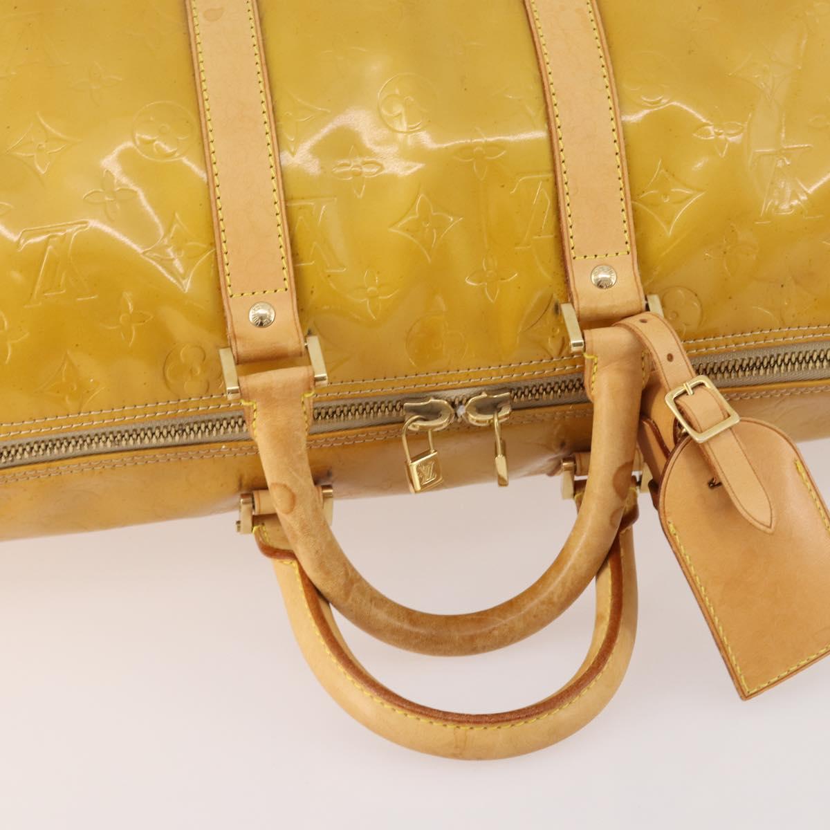 LOUIS VUITTON Monogram Vernis Mercer Boston Bag Beige M91000 LV Auth 167011A