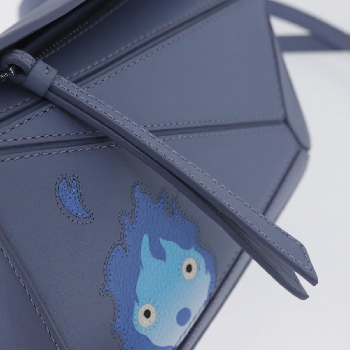 LOEWE Ghibli Mini Puzzle Bag Studio Ghibli Calcifer Leather Blue Auth 167017SM
