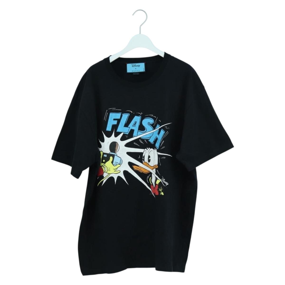 GUCCI GUCCIxDisney Donald Short Sleeved T Shirt Cotton Black Auth 167055M