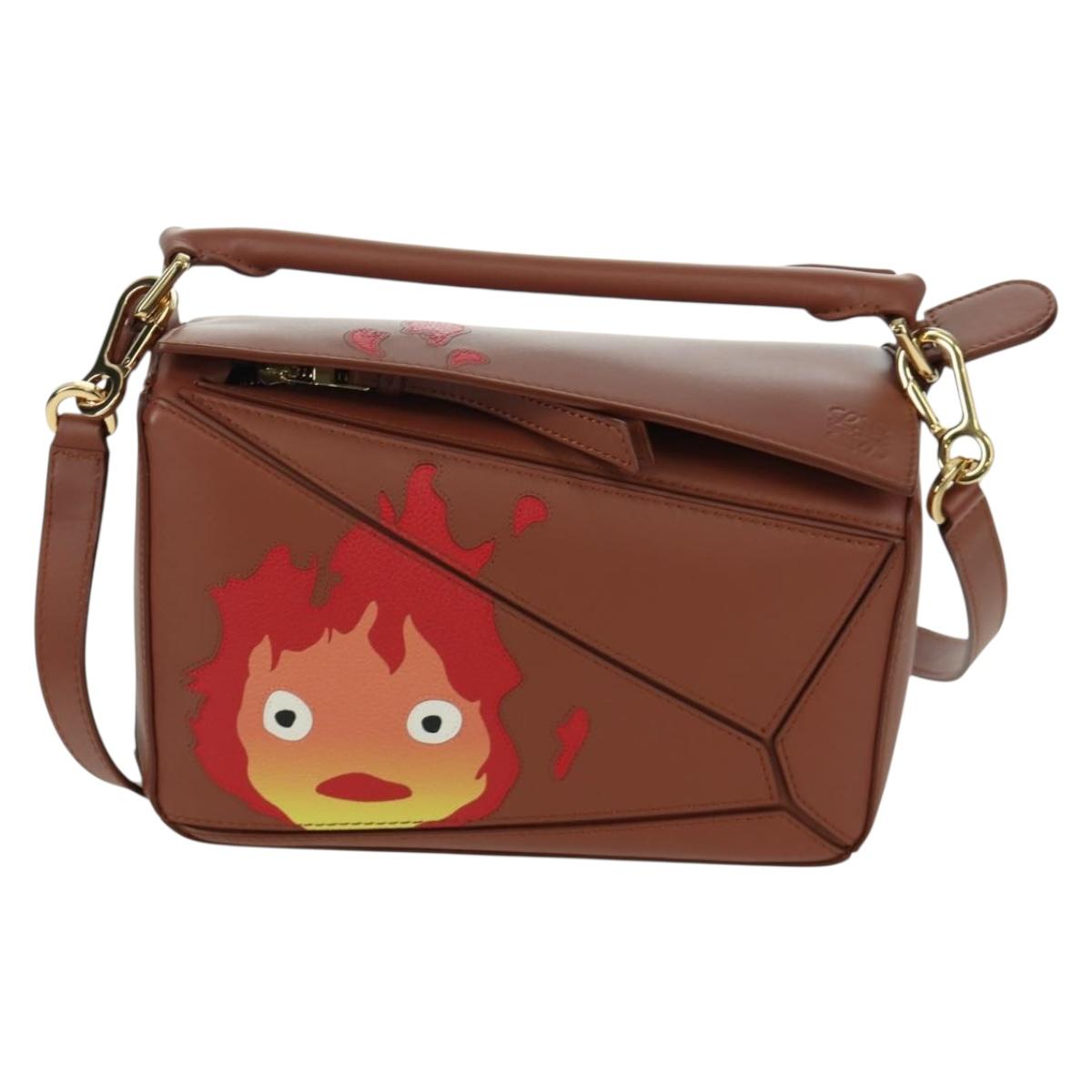 LOEWE ﾃ Ghibli Howl's Moving Castle Puzzle Small Calcifer Leather 2way 167069SM