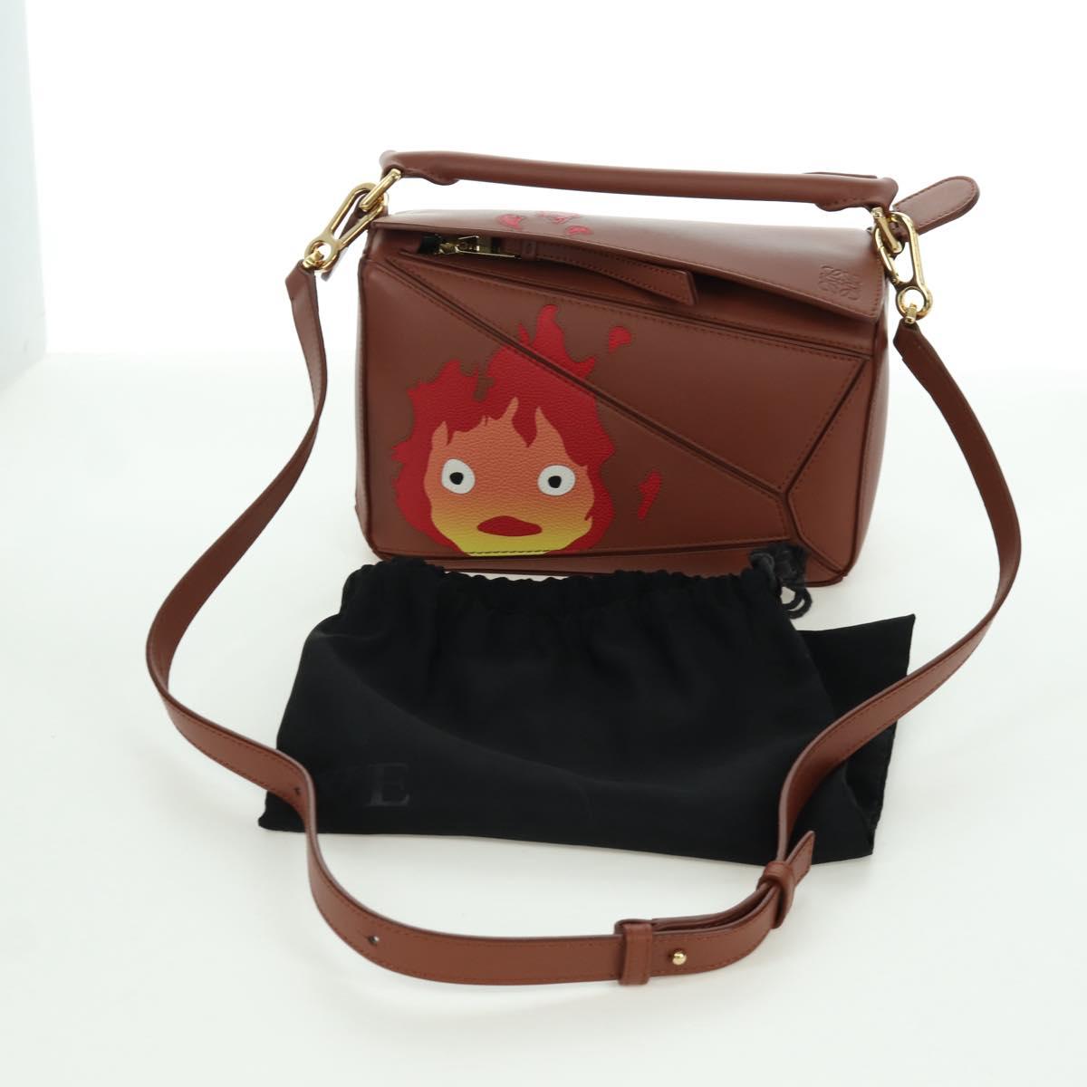 LOEWE ﾃ Ghibli Howl's Moving Castle Puzzle Small Calcifer Leather 2way 167069SM