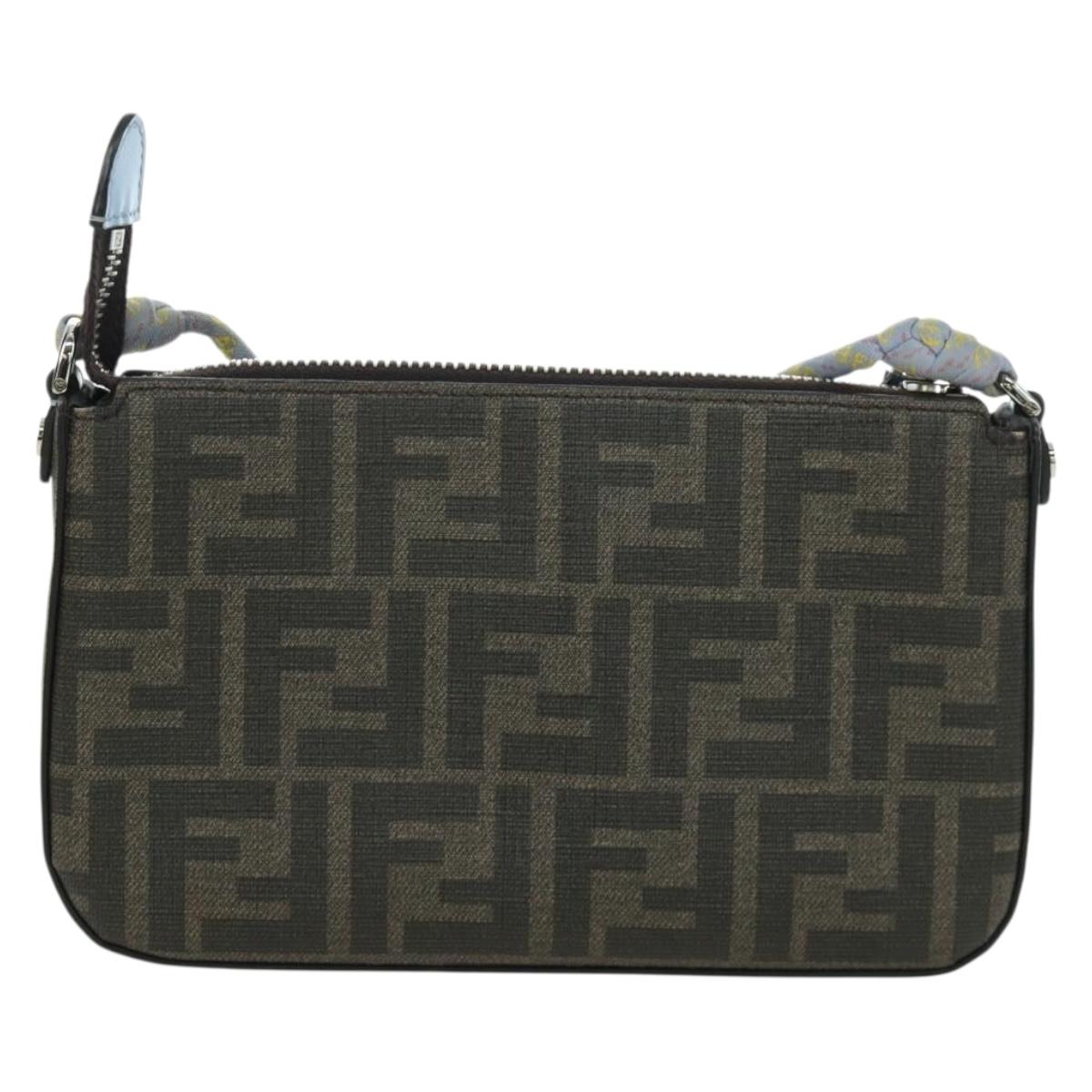 FENDI Zucca Canvas Miniryu FENDI x FRGMT x POKﾃ窺ON Bag Black Brown Auth 167070SM