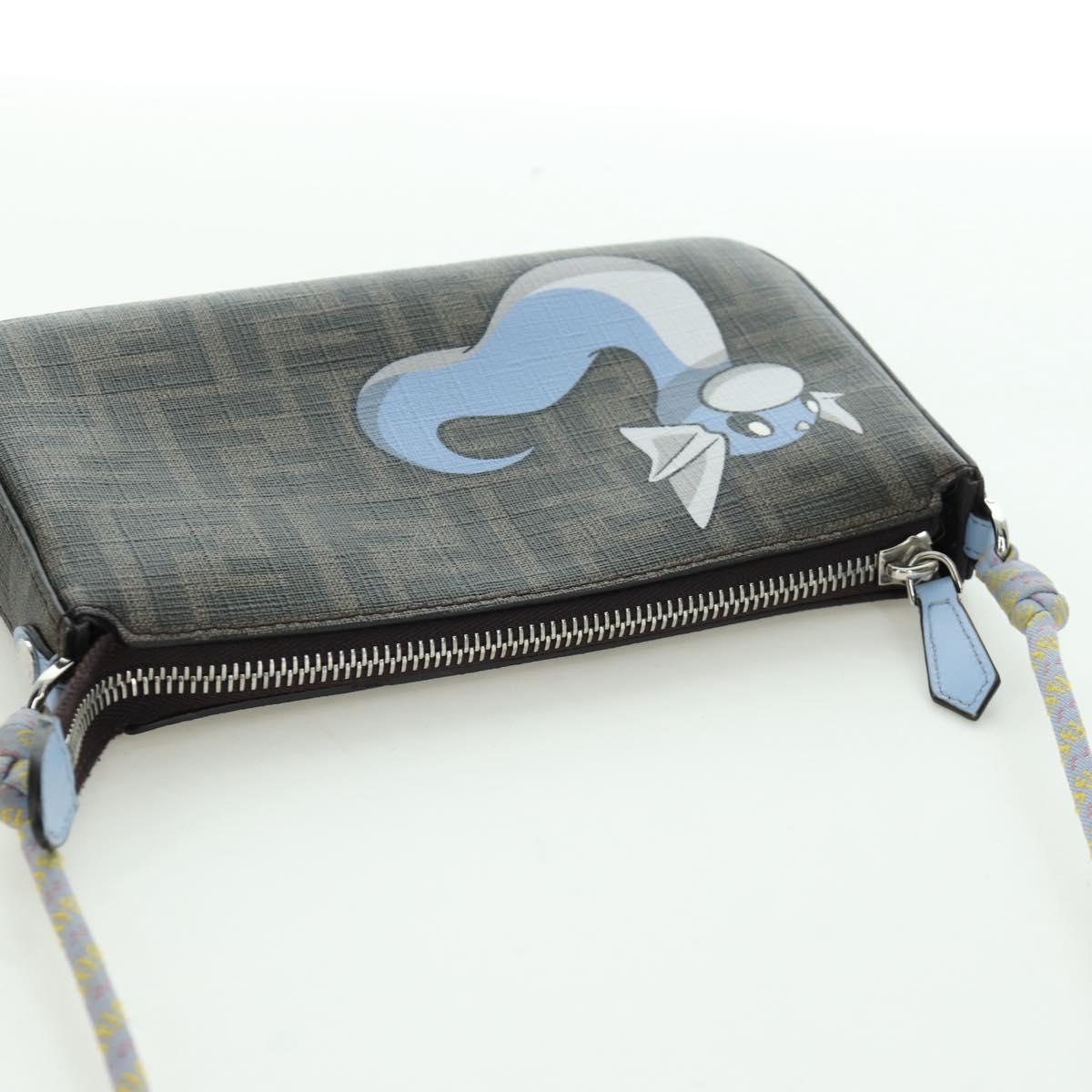 FENDI Zucca Canvas Miniryu FENDI x FRGMT x POKﾃ窺ON Bag Black Brown Auth 167070SM
