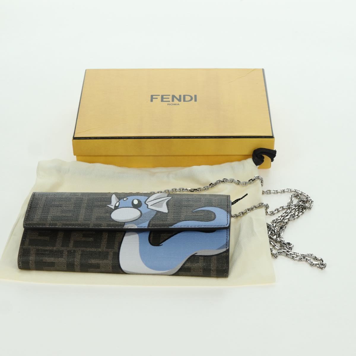 FENDI x FRGMT x POKﾃ窺ON Zucca Canvas Shoulder Wallet Mini Ryu Auth 167075SM