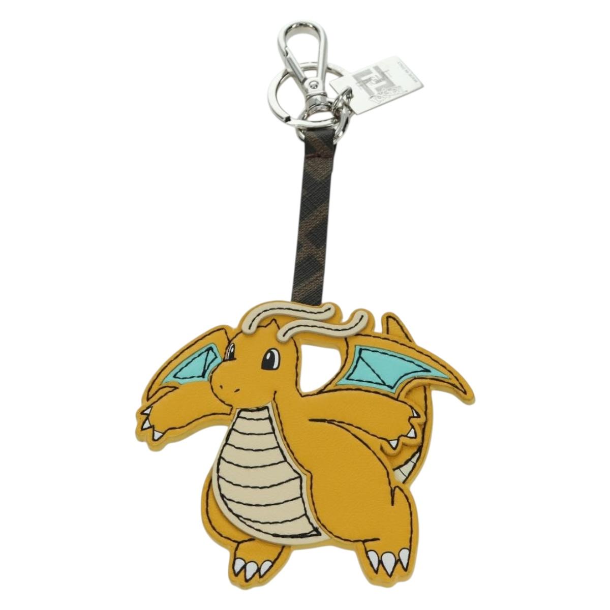 FENDI FENDI x FRGMT x POKﾃ窺ON Dragonite Charm Leather Yellow Auth 167076SM