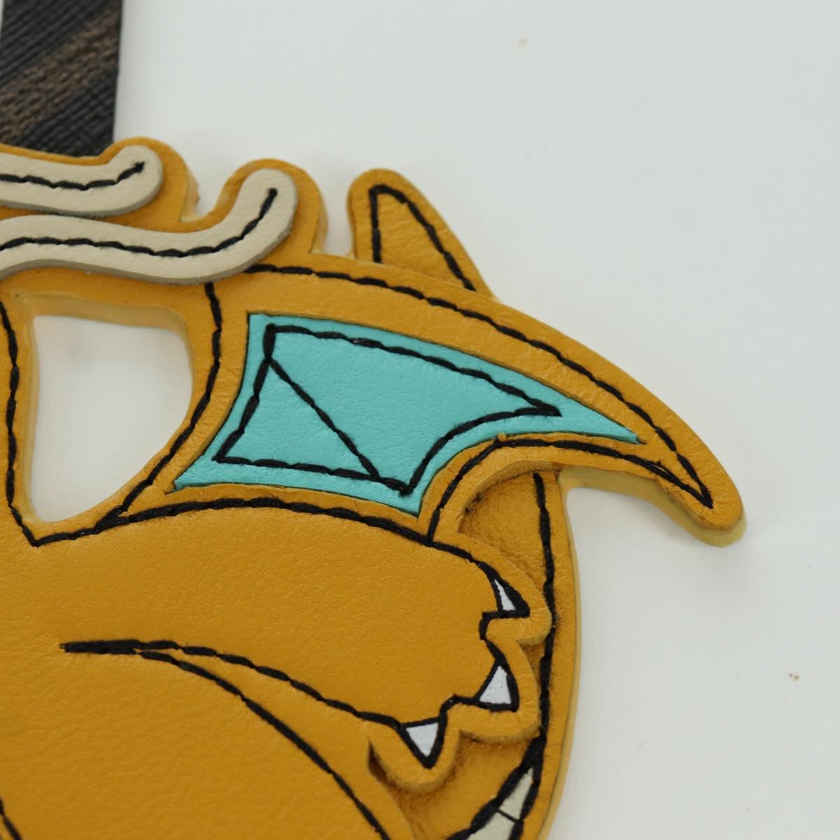 FENDI FENDI x FRGMT x POKﾃ窺ON Dragonite Charm Leather Yellow Auth 167076SM