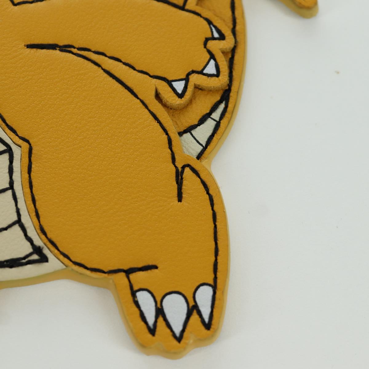 FENDI FENDI x FRGMT x POKﾃ窺ON Dragonite Charm Leather Yellow Auth 167076SM