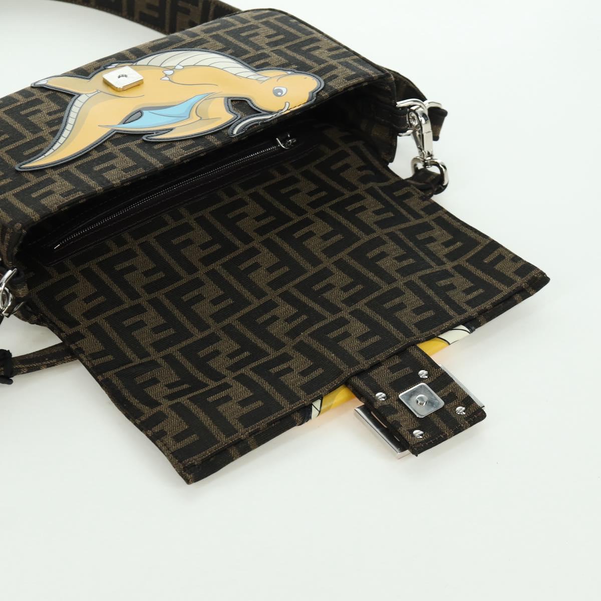 FENDI Zucca Canvas Dragonfly FRGMT POKﾃ窺ON Mamma Baguette Black Auth 167082SM