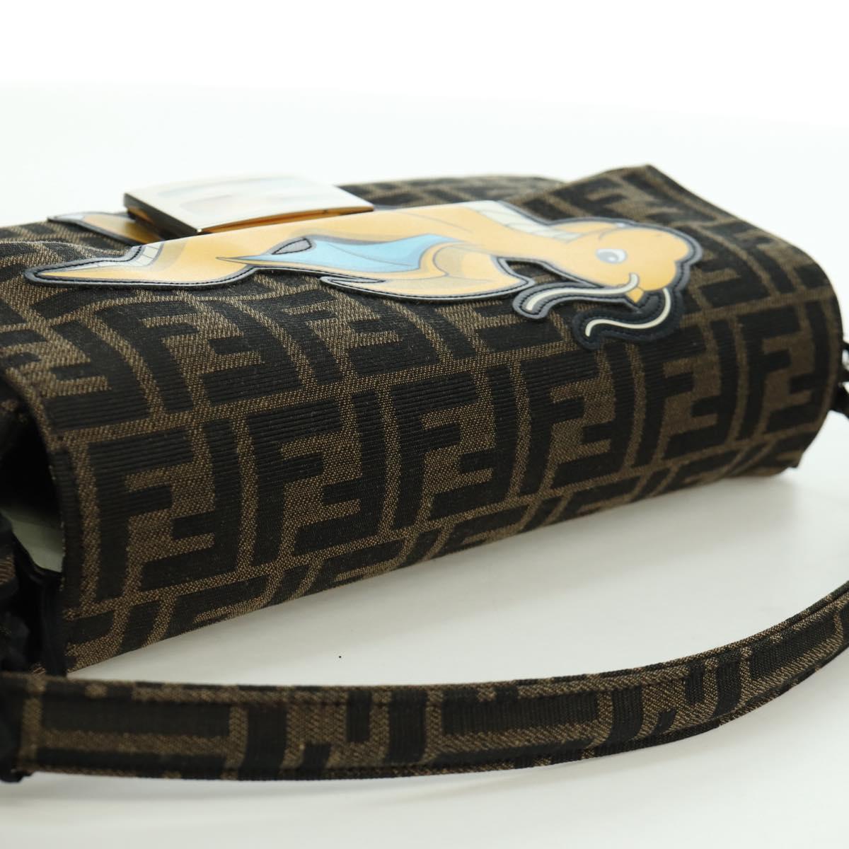 FENDI Zucca Canvas Dragonfly FRGMT POKﾃ窺ON Mamma Baguette Black Auth 167082SM