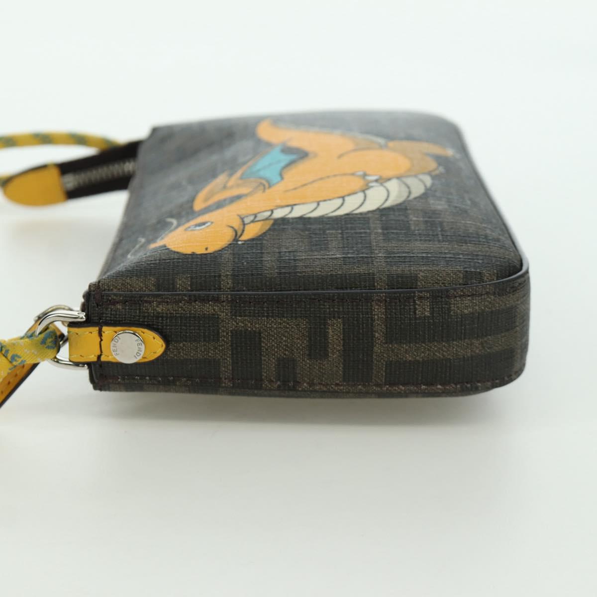 FENDI Zucca Canvas Dragonfly FENDI x FRGMT x POKﾃ窺ON Bag Black Auth 167090SM
